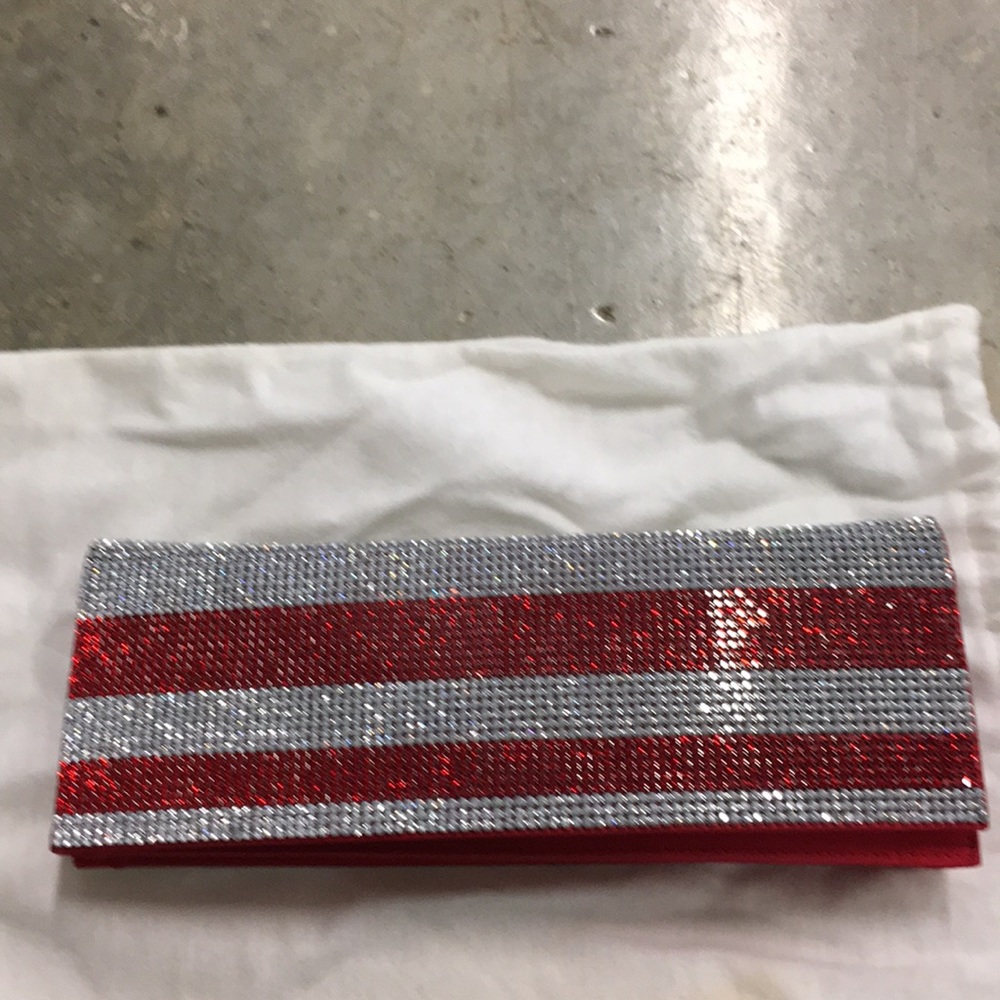 Escada red and white crystal bag